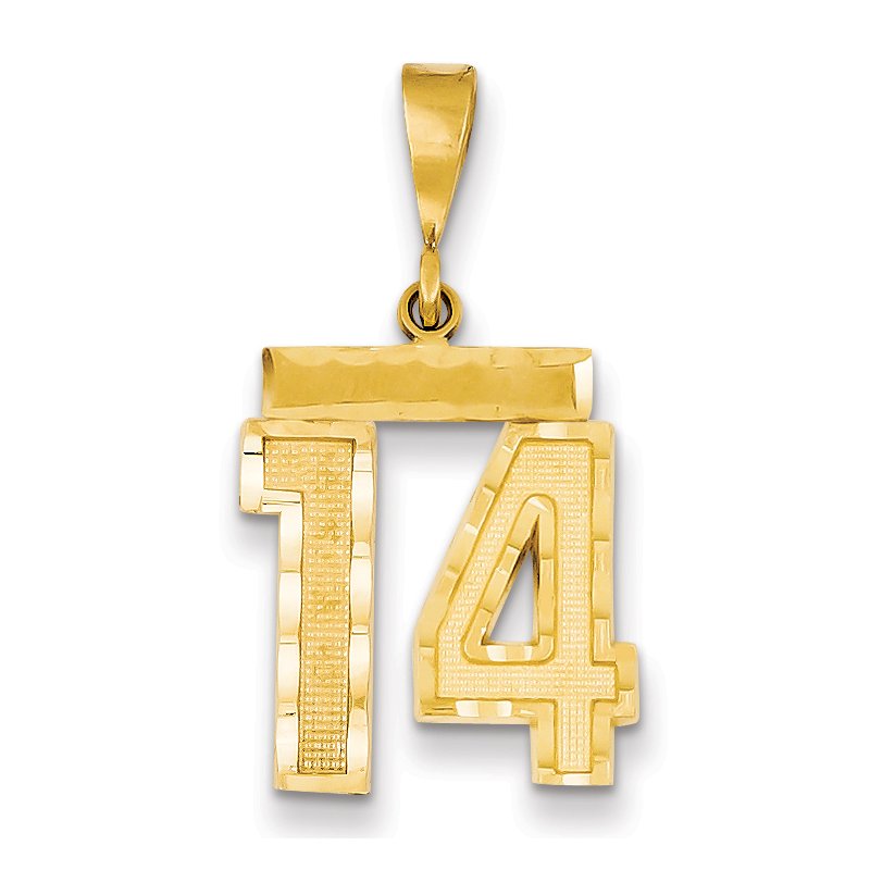 14k Medium Diamond-cut Number 14 Charm