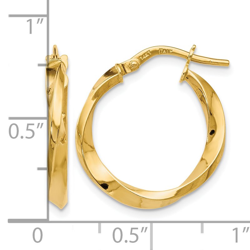 14K Polished Twisted Hoop Earrings
