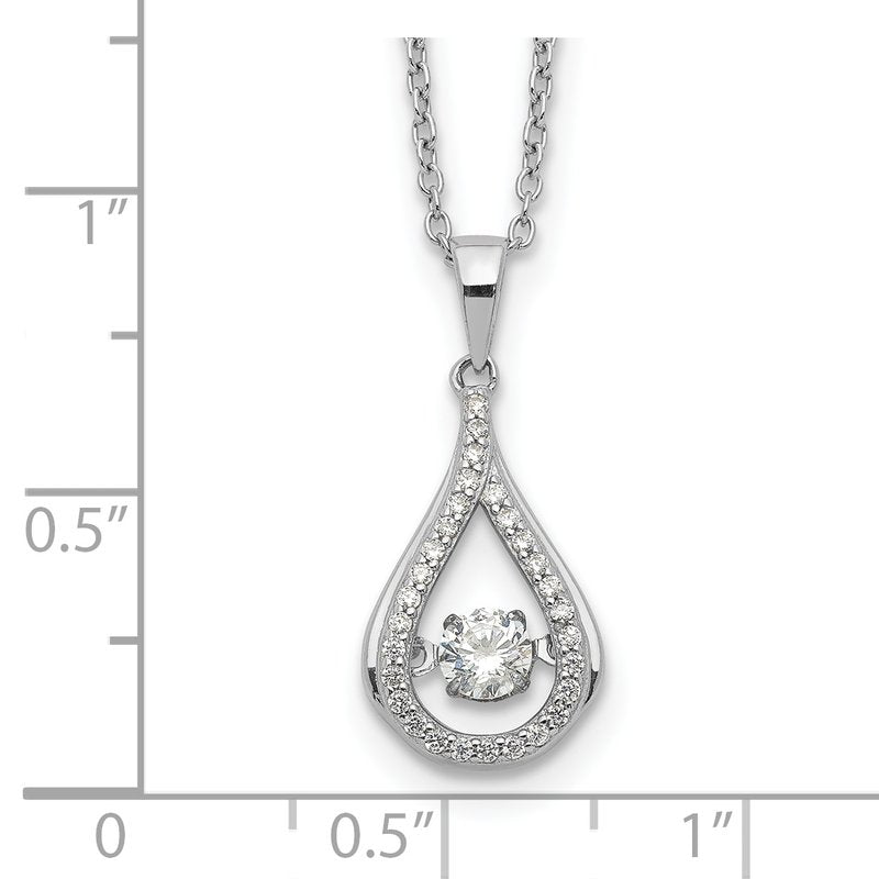 Sterling Silver Rhodium-plated Brilliant-cut Vibrant CZ Teardrop 18 Inch Necklace