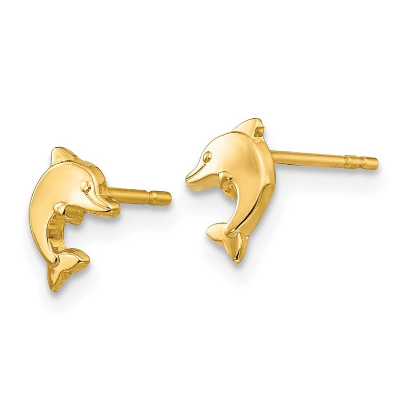 14k Polished Dolphin Post Earrings