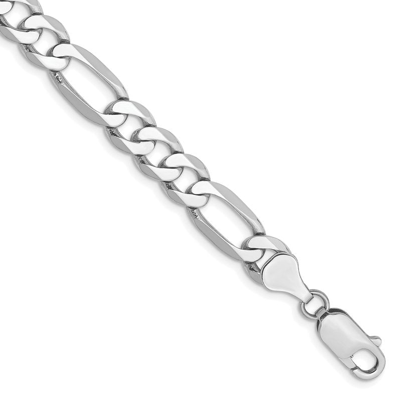 14K White Gold 20 inch 7mm Flat Figaro with Lobster Clasp Chain