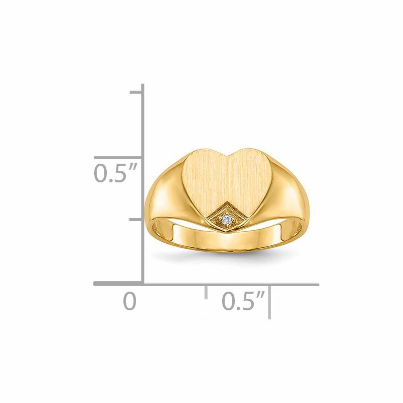 14k .005ct. Diamond Closed Back 9.0x9.0mm Heart Signet Ring