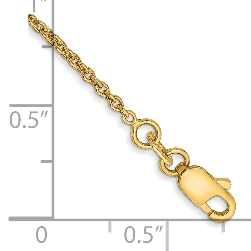 14K 10 inch 1.4mm Forzantine Cable with Lobster Clasp Anklet