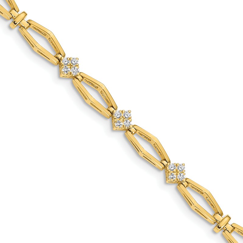 14k Complete 1/5 carat Round VS Diamond Cluster Fancy 7 inch Bracelet