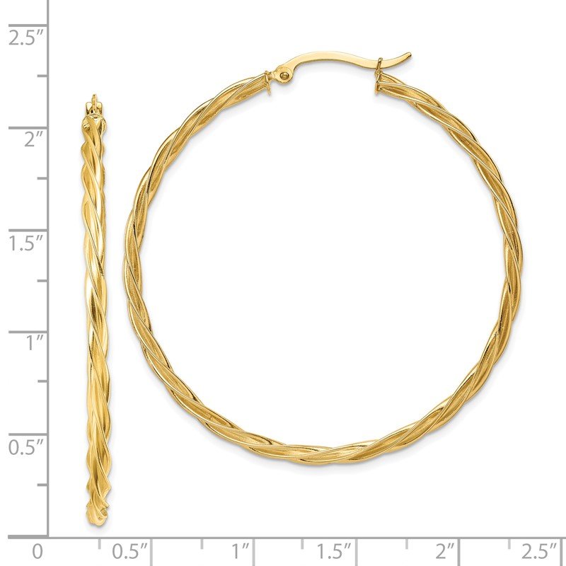 14K Polished 2.5mm Twisted Hoop Earrings