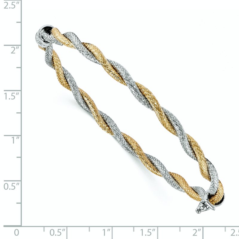 14K w/ White Rhodium Textured Hinged Bangle