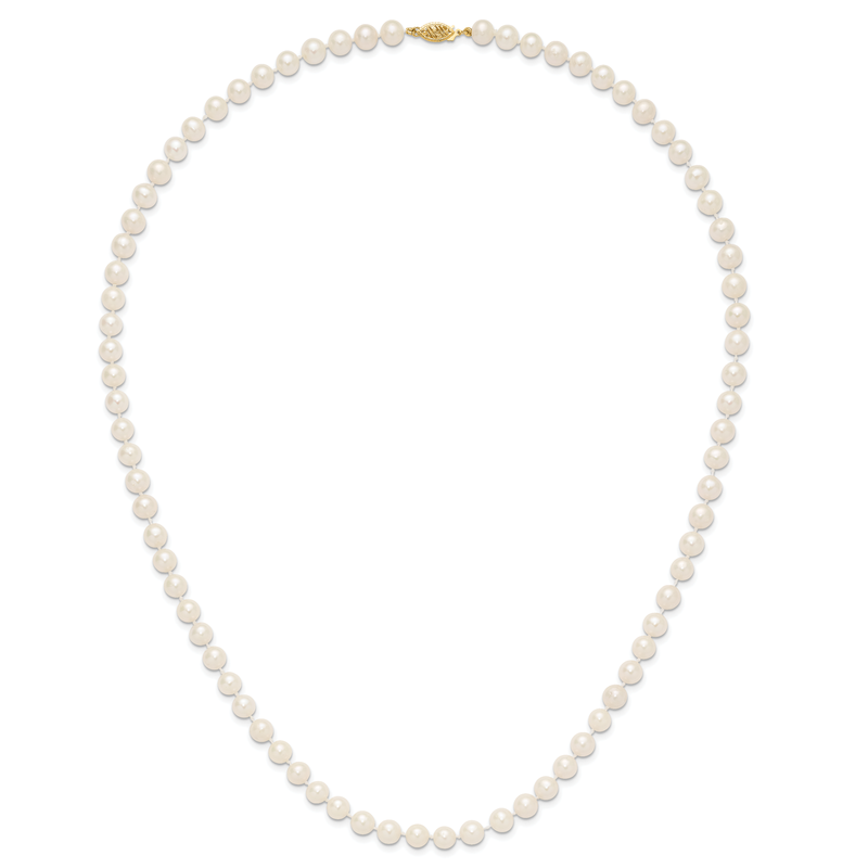 14k 7-8mm White Near-Round Freshwater Cultured Pearl 16 inch Necklace