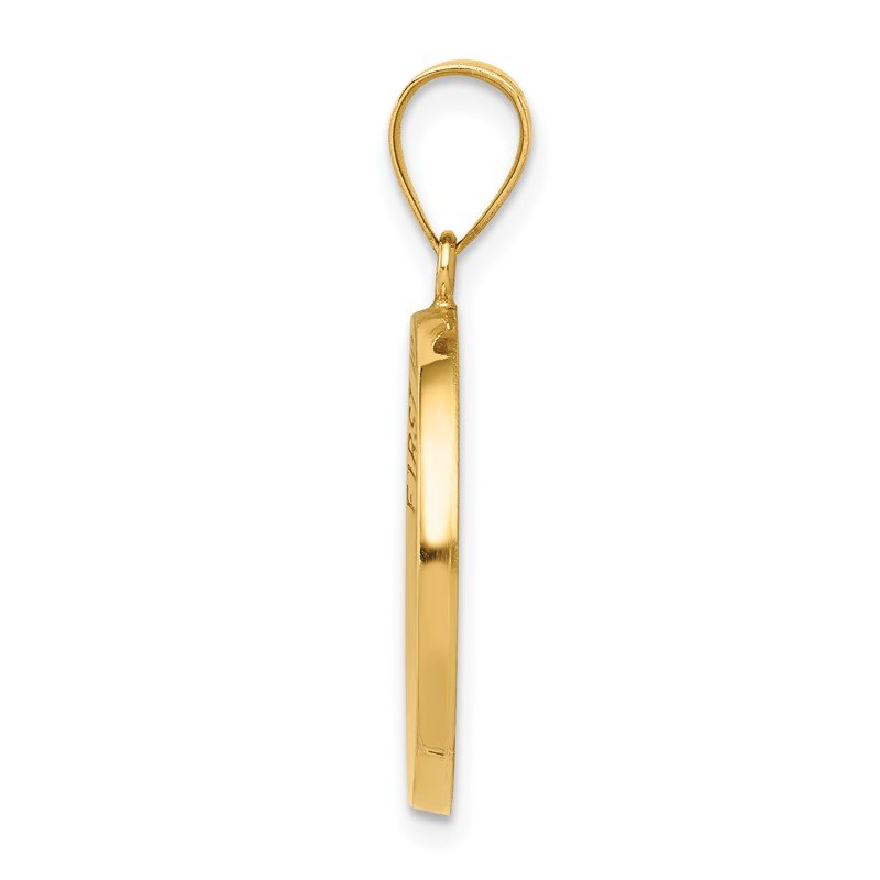 14k Polished and Satin Hollow FIRST HOLY COMMUNION Medal Round Pendant