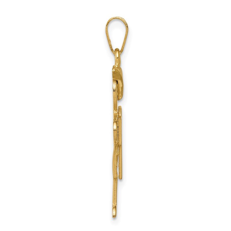 14k The Kids Solid Engravable Medium Boy with Hat on Right Hugs Charm