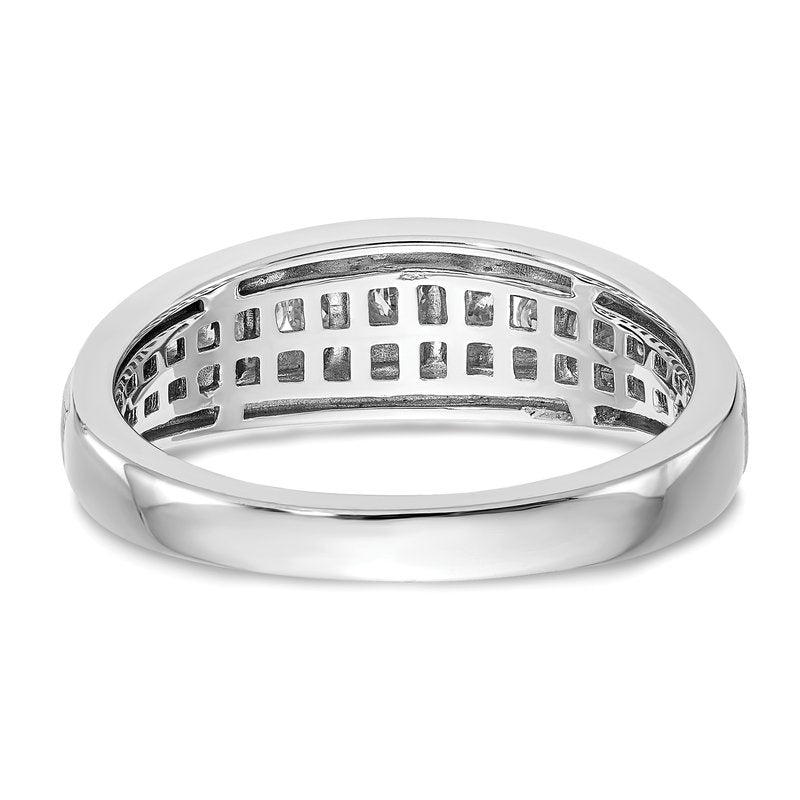 14K White Gold Men's 3/8 carat Lab Grown Diamond VS/SI  D E F  Brushed and Polished Band