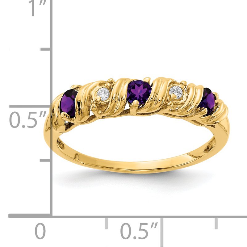 14k 2.75mm Amethyst VS Diamond ring