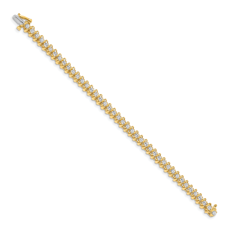 14k Complete 3.31 carat Round A Diamond Fancy Spiral 7 inch Tennis Bracelet