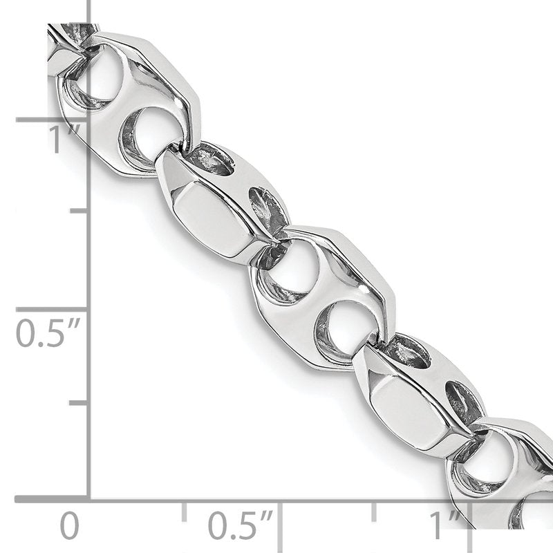 14K White Gold 20 inch 7.2mm Hand Polished Fancy Link with Fancy Lobster Clasp Chain