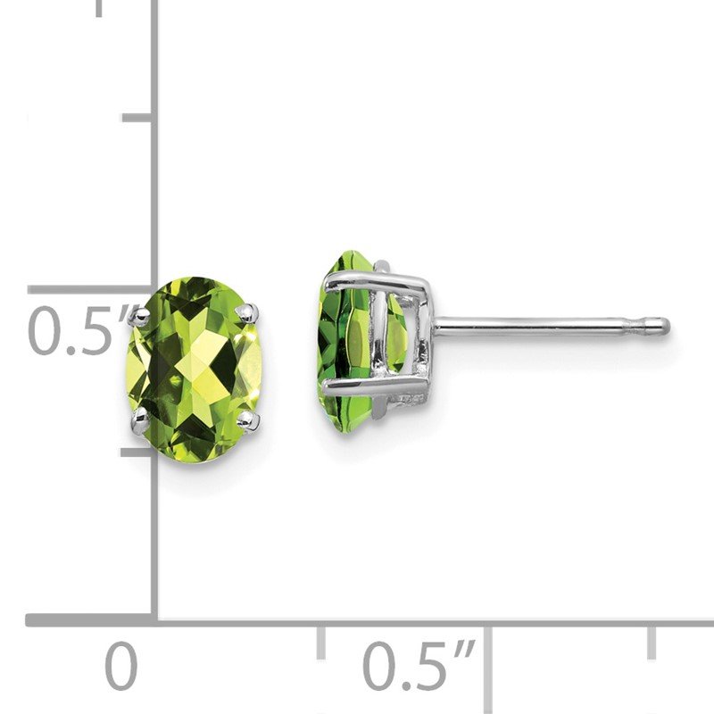 14k White Gold 7x5mm Oval Peridot Post Earrings