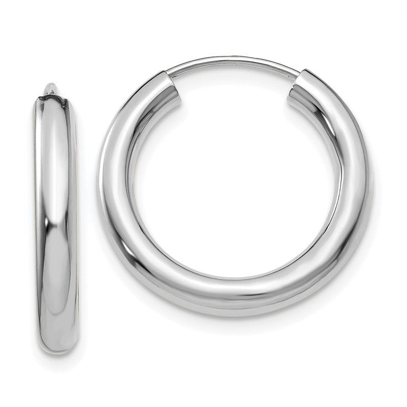 14k White Gold 3.00x20mm Polished Endless Tube Hoop Earrings