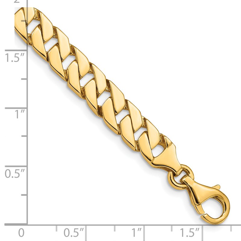 14K 18 inch 7.4mm Hand Polished Fancy Link with Fancy Lobster Clasp Chain