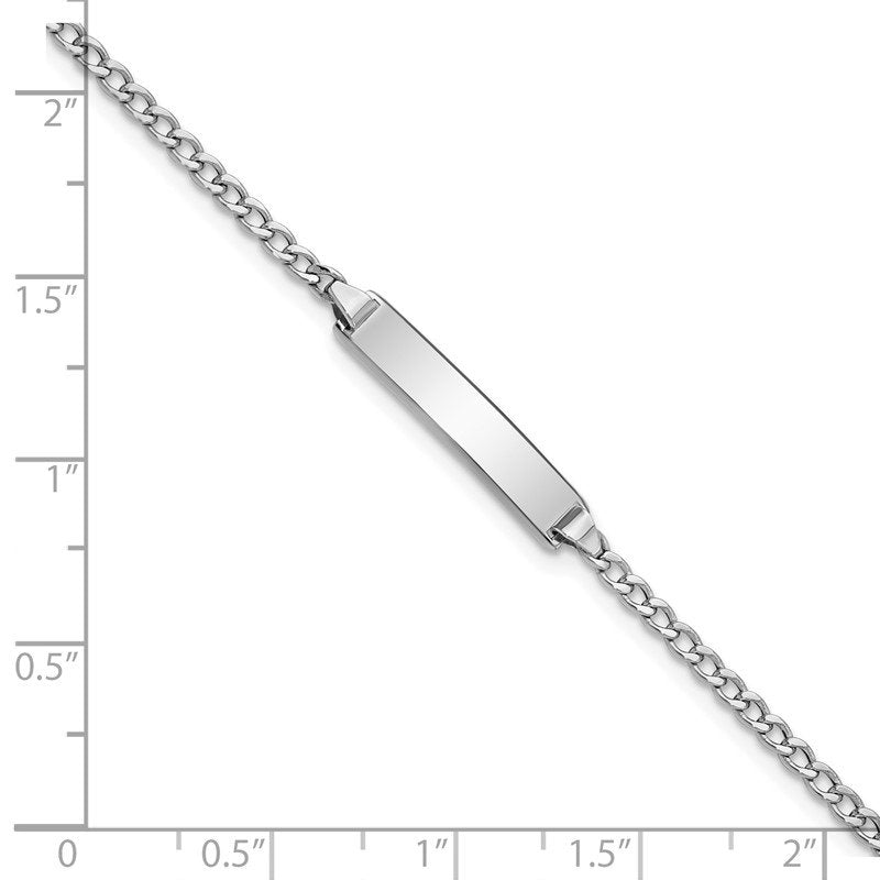 14k White Gold Polished Semi-Solid Chain/Solid Plate Cuban Link 20x4.5mm Plate 5.5 inch Baby/Child ID Bracelet