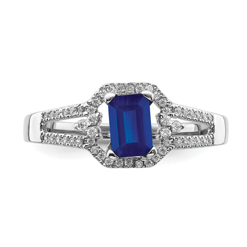 14k White Gold Diamond and Emerald Ring