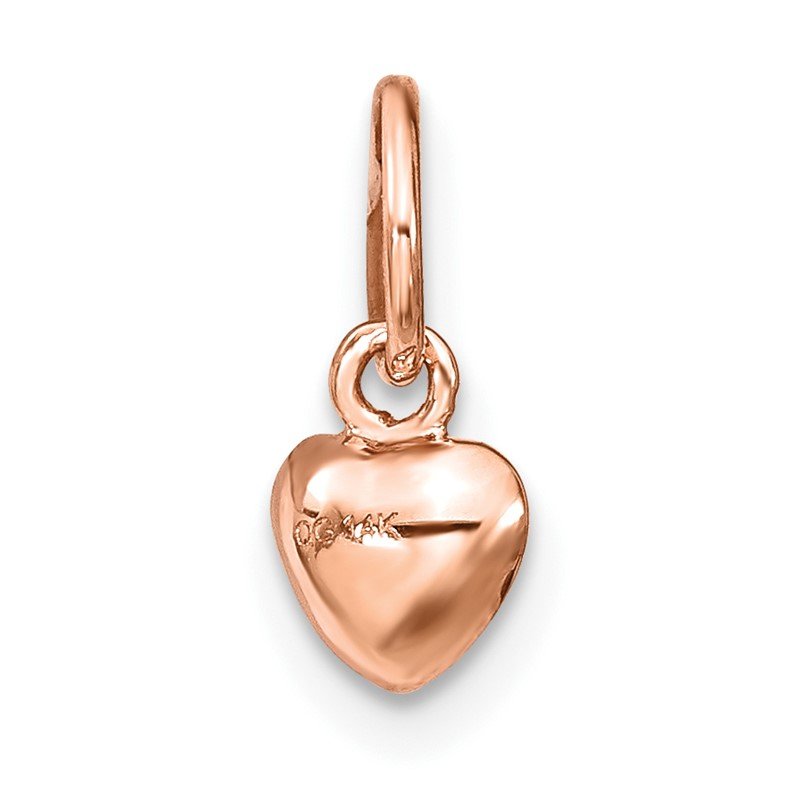 14K Rose Polished 3-D Puffed Heart Charm