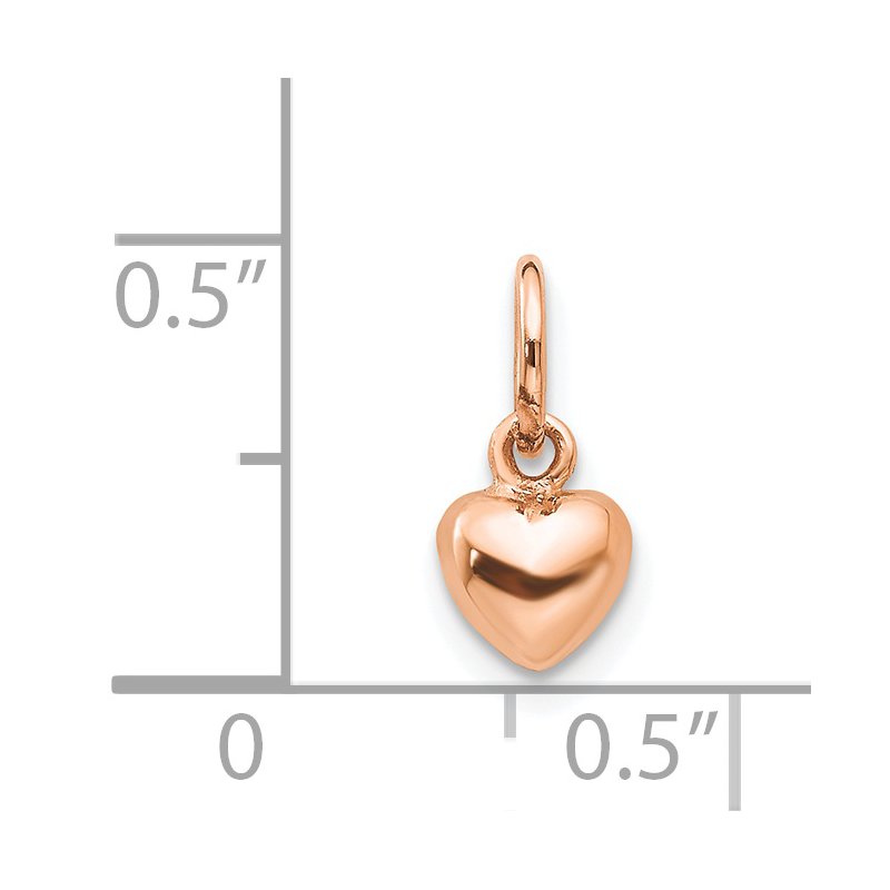 14K Rose Polished 3-D Puffed Heart Charm