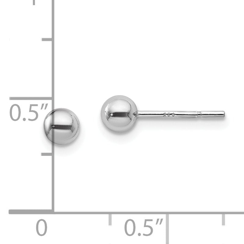 Sterling Silver Rhodium-plated 4mm Polished Ball Post Earrings