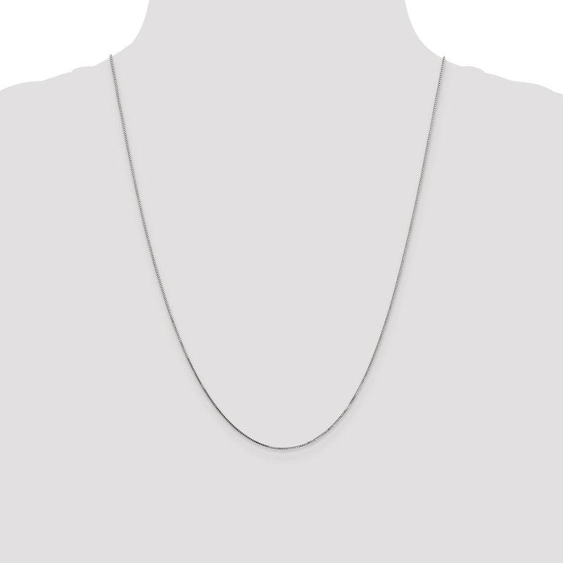 14K White Gold 14 inch .7mm Box with Spring Ring Clasp Chain