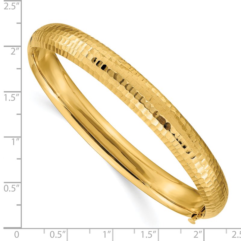 14k 5/16 Polished Fancy Hammered 8.75mm Hinged Oval Bangle Bracelet