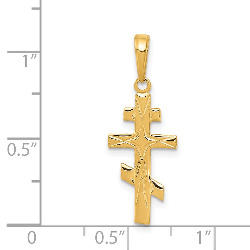 14k Polished Eastern Orthodox Cross Pendant
