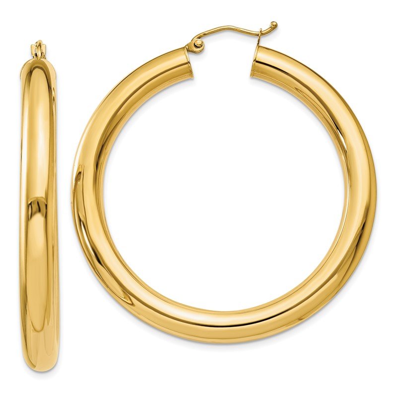 14k 5x45mm Polished Lightweight Tube Hoop Earrings