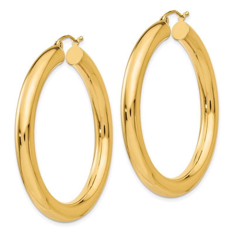 14k 5x45mm Polished Lightweight Tube Hoop Earrings