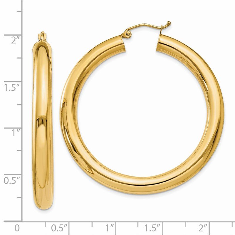 14k 5x45mm Polished Lightweight Tube Hoop Earrings