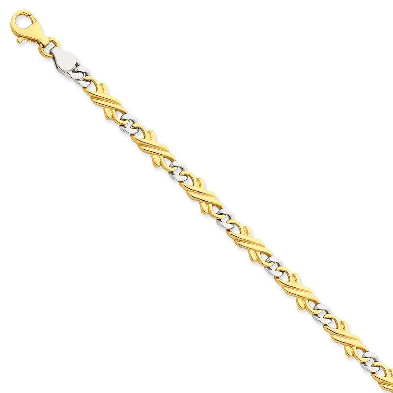 14K Two-tone 18 inch 6mm Hand Polished Fancy Link with Fancy Lobster Clasp Chain