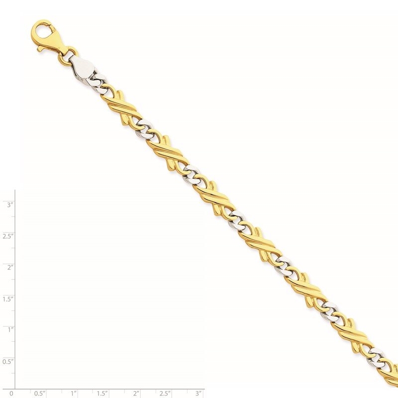 14K Two-tone 18 inch 6mm Hand Polished Fancy Link with Fancy Lobster Clasp Chain