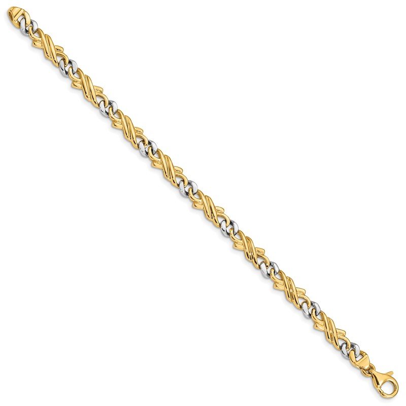 14K Two-tone 18 inch 6mm Hand Polished Fancy Link with Fancy Lobster Clasp Chain