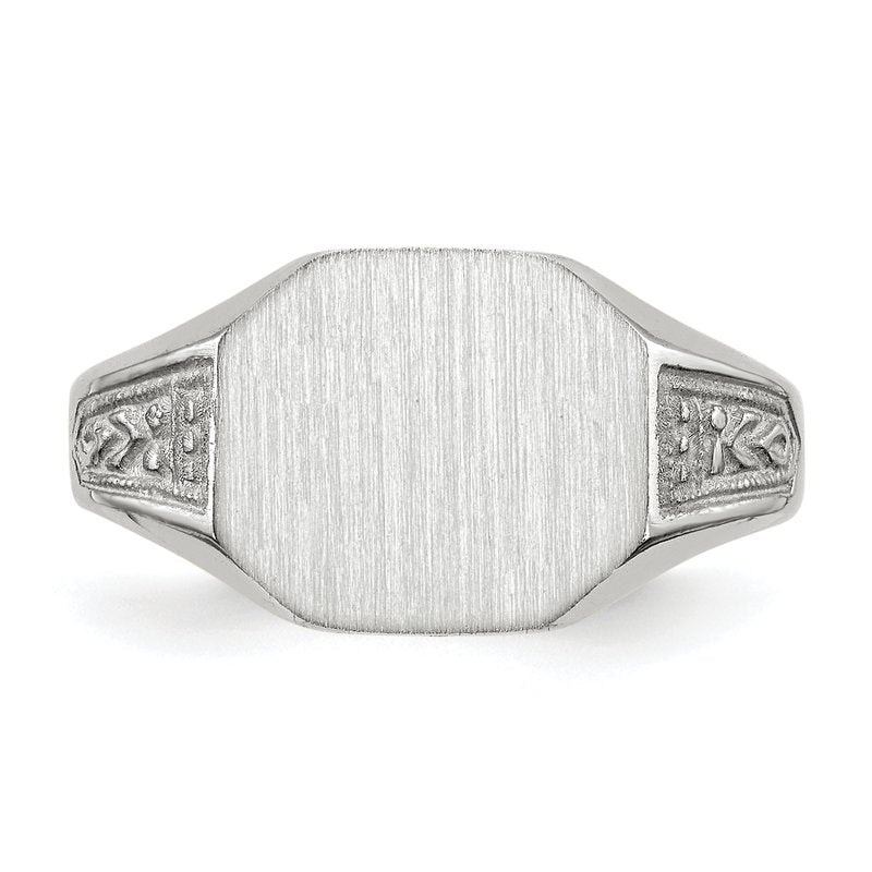 14k White Gold 11.0x9.0mm Closed Back Signet Ring
