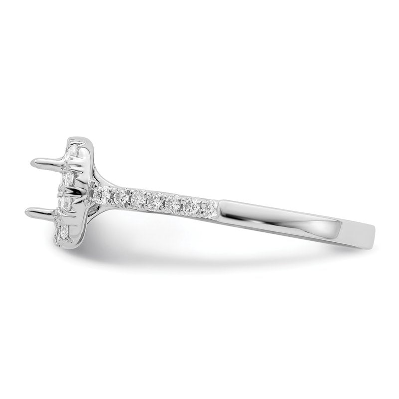 14K White Gold 1/2 carat Lab Grown Diamond VS+ F+ Semi-Mount Asscher Halo Engagement Ring