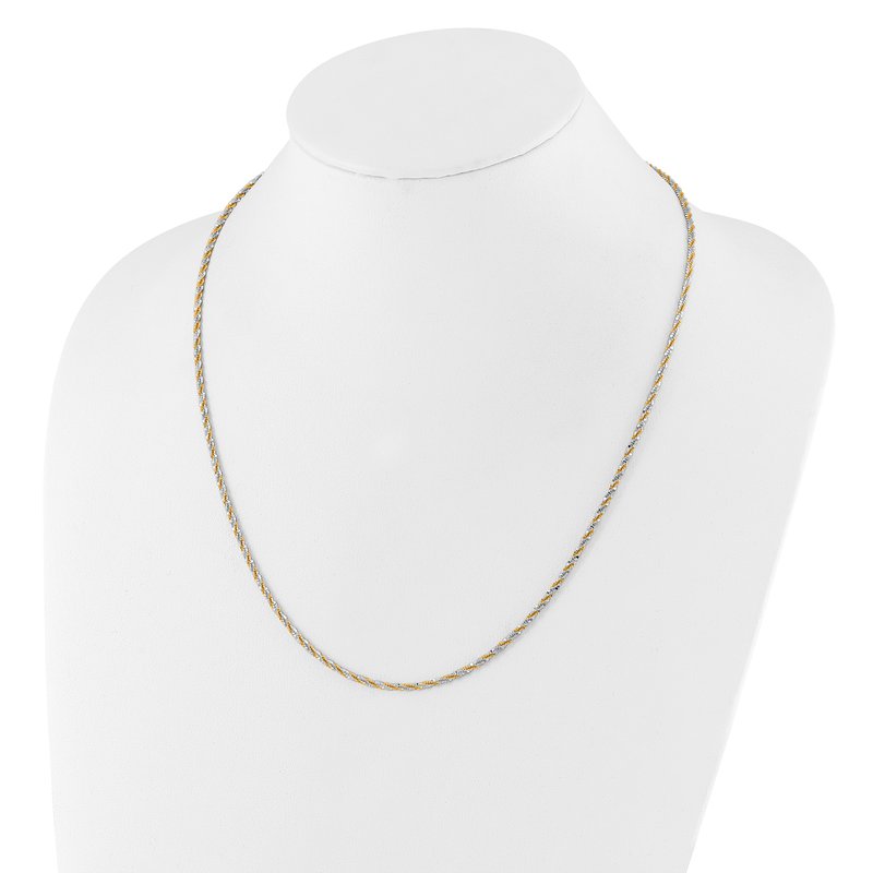 Sterling Silver w/Gold-tone Adjustable 2mm Cyclone Chain