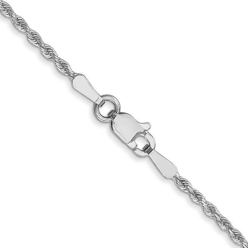 14K White Gold 1.3mm Diamond-Cut Rope Chain