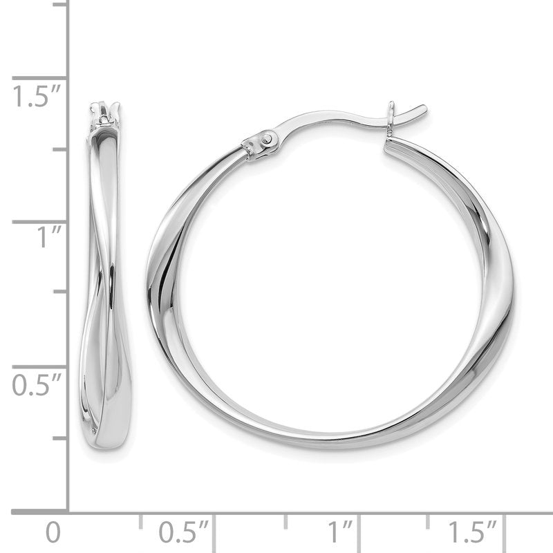 Sterling Silver RH-plated Polished Hoop Earrings