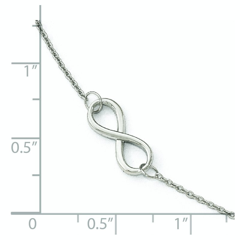 14K White Gold Polished Infinity 9 inch Plus 1 inch Extender - Total 10 inch Anklet