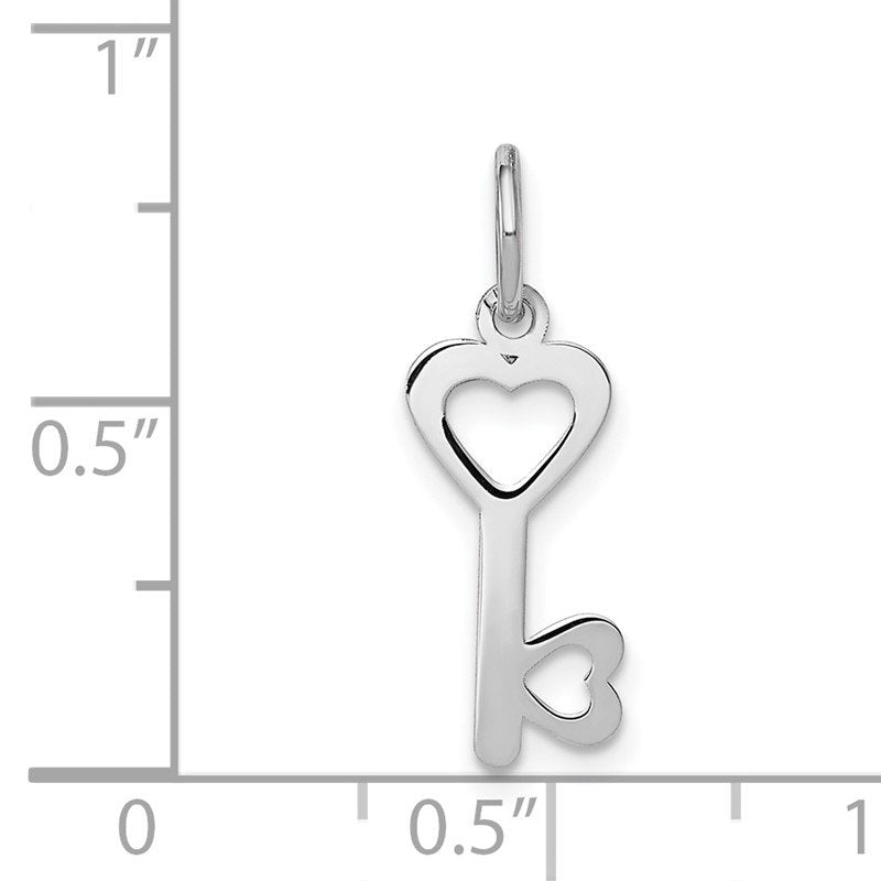 14k White Gold Hearts Key Charm
