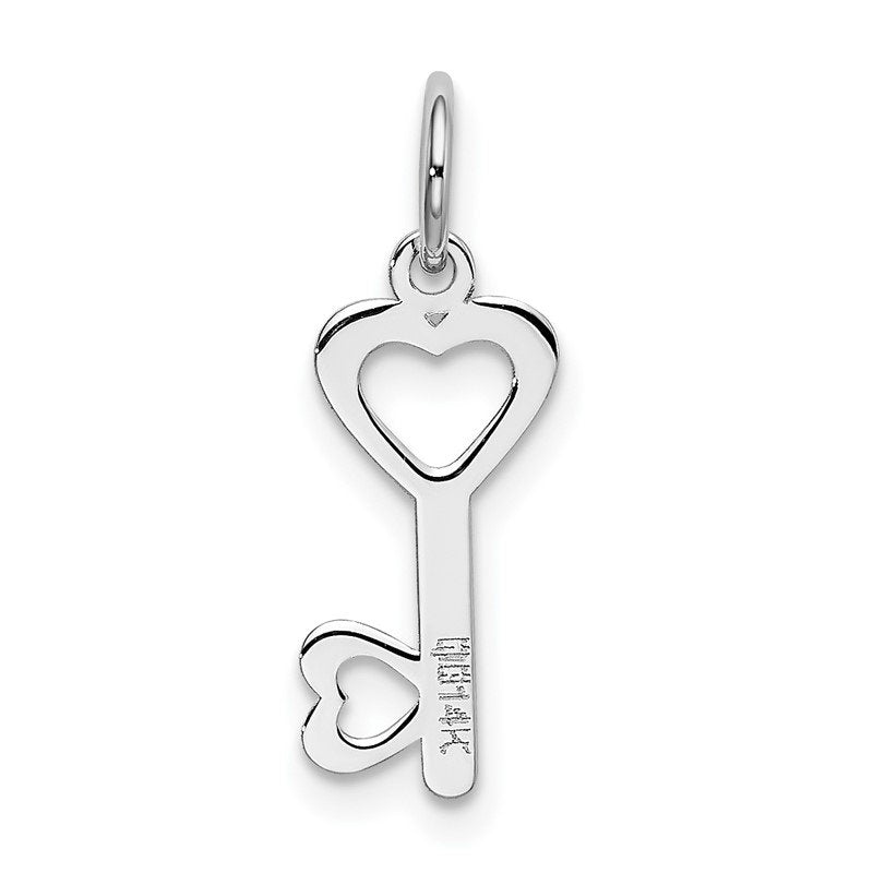 14k White Gold Hearts Key Charm