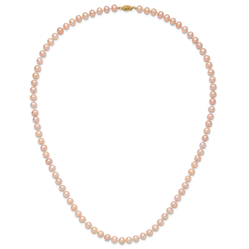 14k 6-7mm Pink Near-Round Freshwater Cultured Pearl 16 inch Necklace