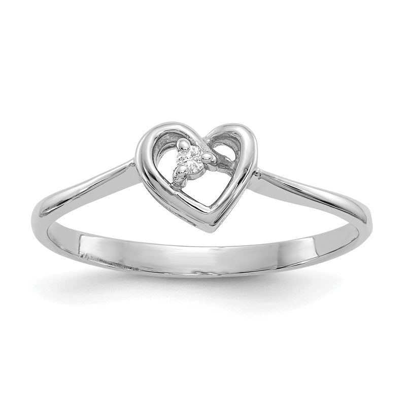 14k White Gold VS Diamond heart ring