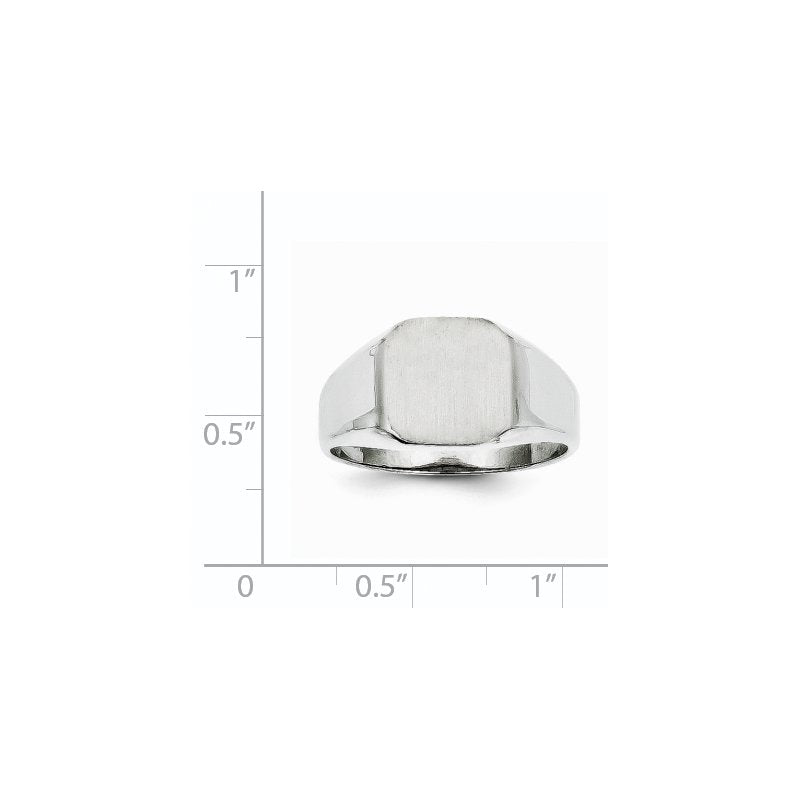 14k White Gold 11.0x11.0mm Open Back Men's Signet Ring