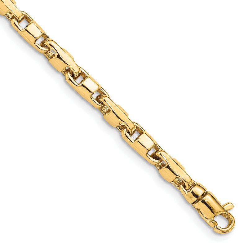 14K 18 inch 4mm Hand Polished Fancy Link with Lobster Clasp Chain