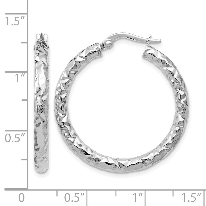14K ForeverLite White Gold Polished and Textured Earrings