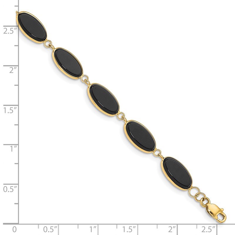 14k Polished 12x7mm Onyx 7.25 inch Bracelet