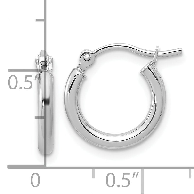 10K White Gold Polished Hinged Hoop Earrings