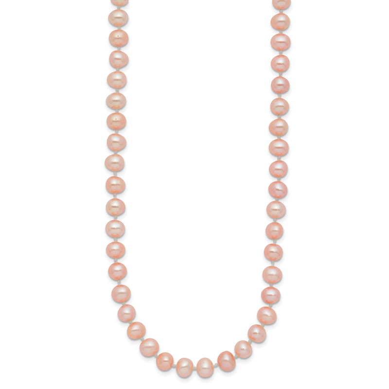 14k 5-6mm Pink Near-Round Freshwater Cultured Pearl 16 inch Necklace